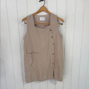 Causal Beige Sleeveless Button-Down Mini Dress